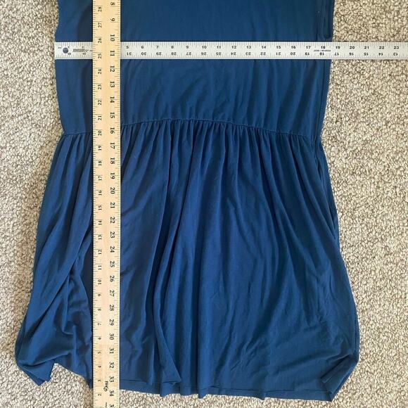 Lilla P Cowl Mini Dress Size S Blue Lagoon Viscose Stretch Shift Sustainable - Picture 11 of 11